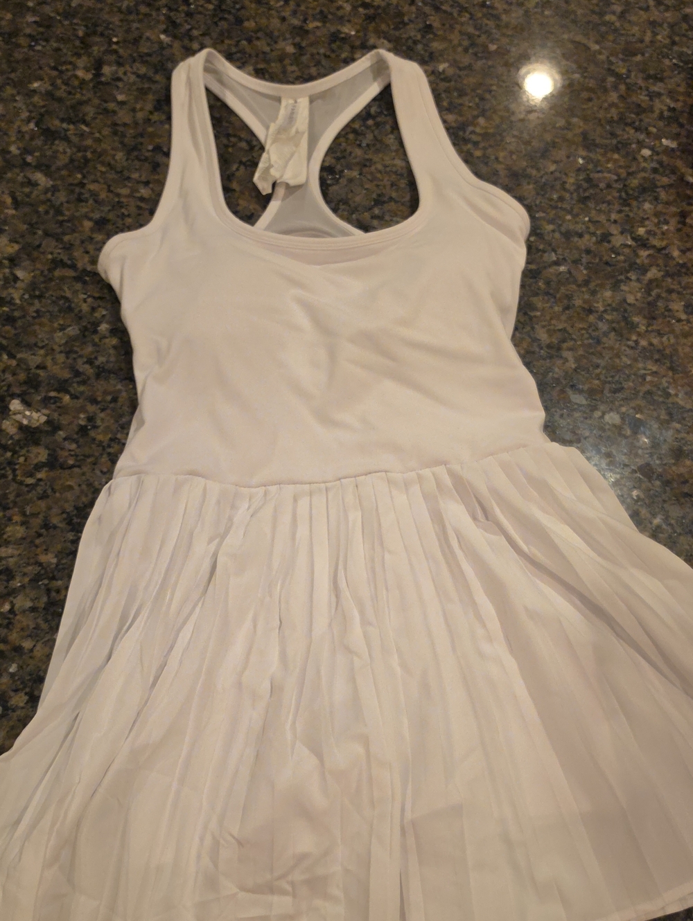 Fabletics White Racerback Pleated Midi Dress